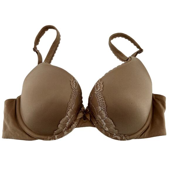 Victoria's Secret Padded Perfect Coverage Bra Lace Underwired Adjustable Tan 34C - Picture 1 of 3